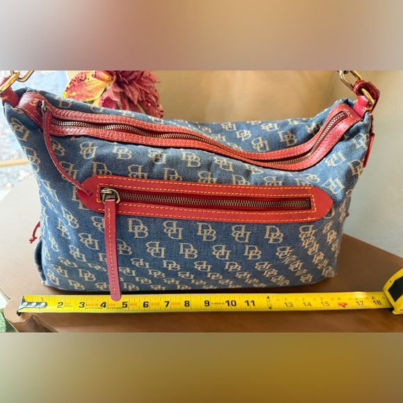 Dooney & Bourke Vintage Blue Denim Signature Monogram w/ Red LeatherShoulder Bag - Picture 16 of 16